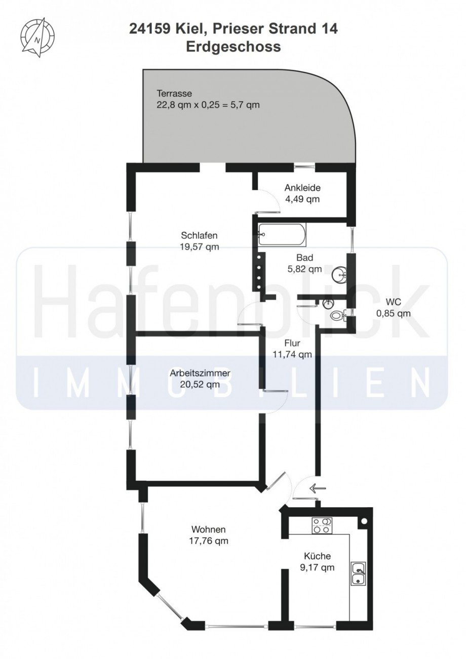 Grundriss EG-1 Wohnung Kiel / Pries