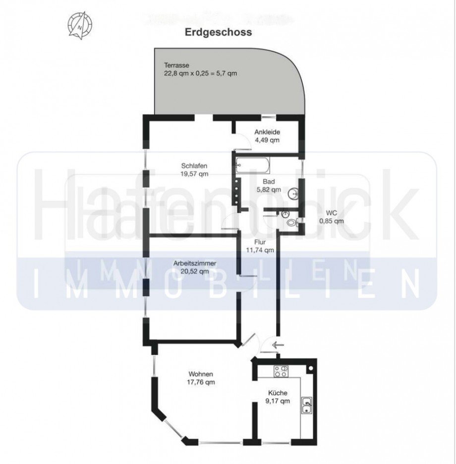 Grundriss.EG Wohnung Kiel / Pries