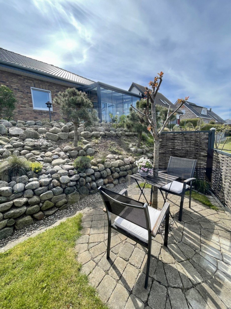 Sitzplatz im Garten Bungalow Heiligenhafen