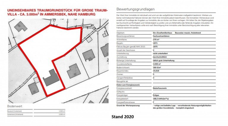 Flurkarte.Bodenwert.3000qmTrau Ammersbek Grundst�ck Bauherren aufgepasst ! 1000qm Bauland auf ca. 3000qm Traumgrundst�ck in Ammersbek