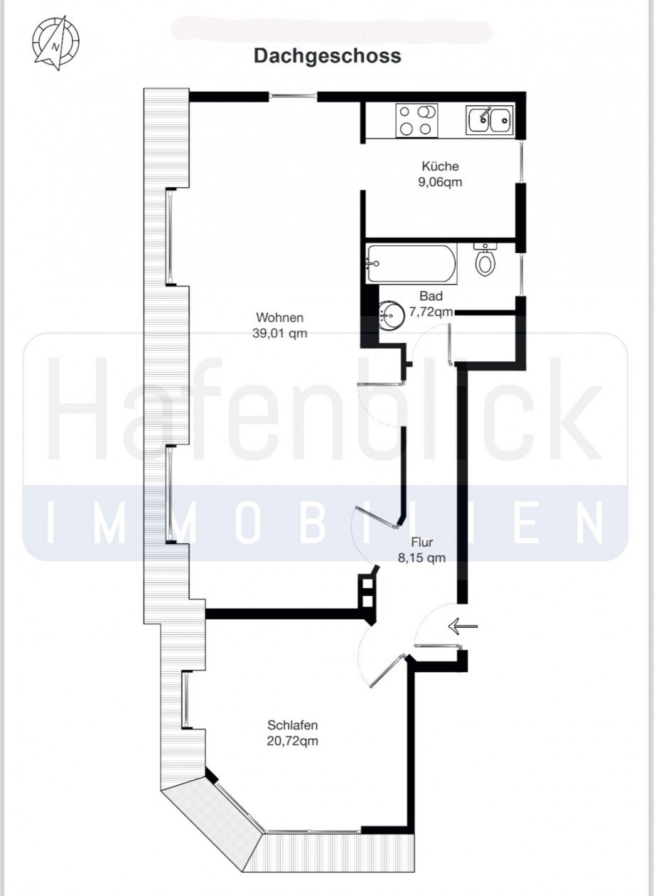 Grundriss.3.OG.DG Wohnung Kiel
